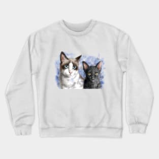 Cat pet portrait watercolor painting Crewneck Sweatshirt